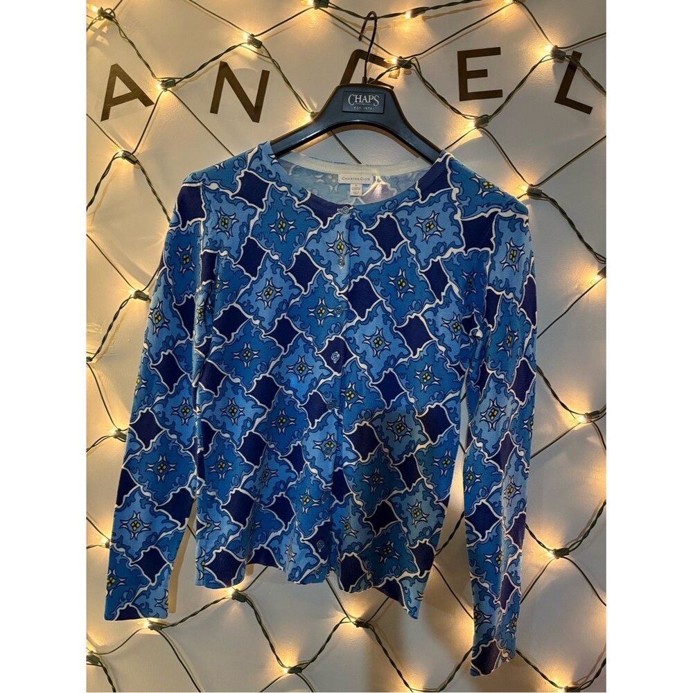 Charter Club Blue Patterned Women’s Sweater #1940